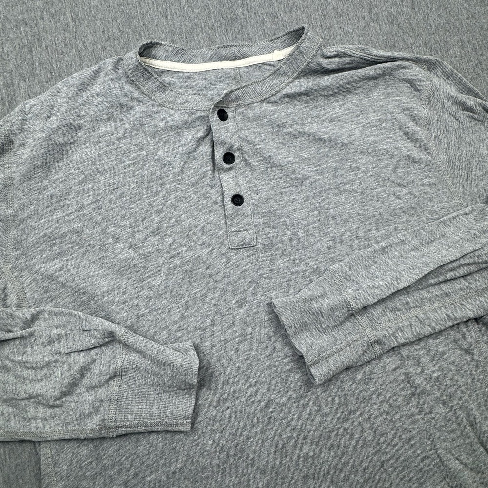 Rag & Bone Henley Long Sleeve Shirt Men Size Large Gray *Hole*